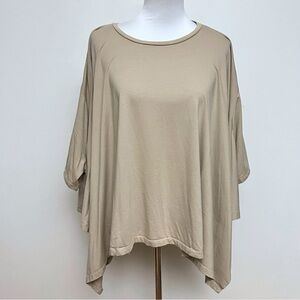 Nordstrom Women’s XXL Tan Cropped Sharkbite Short Sleeve Oversized Crewneck Top